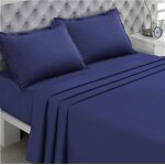 Drap plat - 100% coton - bleu - 240 x 300 cm - 57 fils / cm� - lit 2 places