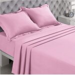 Drap plat - 100% coton - rose - 180 x 290 cm - 57 fils / cm - lit 1 place