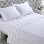Drap plat - 100% coton - 240 x 300 cm - blanc �clatant - 57 fils / cm� - lit 2 places