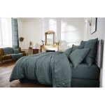 Drap plat en lin lav� 270 x 300 cm ? soline ardoise