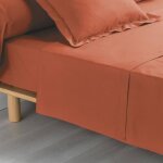Drap plat - 180 x 290 cm - percale - 78 fils - uni - terracotta Drap plat - 180 x 290 cm - percale - 78 fils - uni - terracotta