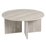 Drasir - table basse ronde couleur travertin gris d90 cm