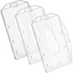 Dre - 3 pcs porte badge transparent porte cartes en pc plastique dur vertical et horizontal cartes porte ...