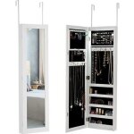 Dreamade armoire  bijoux avec led organisateur de bijoux avec miroir pleine longueur armoire de rangement ...