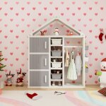 Dreamade armoire à vêtements pour enfants portant en forme de maison avec barre 4 Étagères ouvertes avec ... Dreamade armoire à vêtements pour enfants portant en forme de maison avec barre 4 Étagères ouvertes avec ...