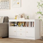 Dreamade bibliothque enfants meuble de rangement de jouets avec plateau spacieux 2 tiroirs 2 portes ...