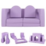Dreamade canapé modulable enfants 8 pcs convertible avec couverture en tissu daim mousse haute densité ... Dreamade canapé modulable enfants 8 pcs convertible avec couverture en tissu daim mousse haute densité ...