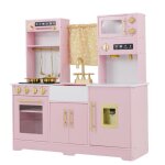Dreamade cuisine enfant cuisine en bois avec cafetire distributeur deau cuisinire evier robinet ustensiles ...