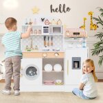 Dreamade cuisine enfants en bois avec horloge cuisinires vier cafetire machine  glaon micro - ondes ...