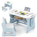Dreamade ensemble table et chaises pour enfants bureau et chaise 4 en 1 table  dessin avec chaise ergonomique ...
