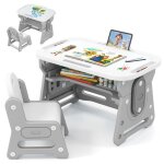 Dreamade ensemble table et chaises pour enfants bureau et chaise 4 en 1 table  dessin avec chaise ergonomique ...