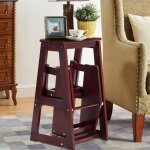 Dreamade escabeau tabouret pliant 3 marches fabriqu en pin multifonctionnel portable peu encombrant ...