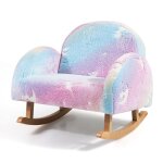 Dreamade fauteuil � bascule enfants chaise confortable effet lumineux pieds en bois de peuplier dossier ...