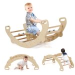 Dreamade jouet  bascule 4 en 1 en bois pour enfant 1 + ans jouet montessori avec arche descalade tunnel ...