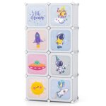 Dreamade meuble de rangement enfant 8 cubesarmoire modulable enfants avec portes&tringle � v�tements�tag�res ...
