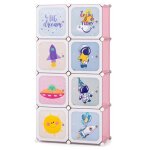Dreamade meuble de rangement enfant 8 cubesarmoire modulable enfants avec portes&tringle � v�tements�tag�res ...