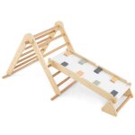 Dreamade portique descalade 3 en 1 structure en bois avec rampe double face et triangle descalade réglablepour ... Dreamade portique descalade 3 en 1 structure en bois avec rampe double face et triangle descalade réglablepour ...