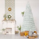 Dreamade sapin de noël blanc à fibre optique pré - éclairé de 210 cm48 led colorées etoile supérieure270 ... Dreamade sapin de noël blanc à fibre optique pré - éclairé de 210 cm48 led colorées etoile supérieure270 ...