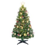 Dreamade sapin de no�l � fibre optique pr� - �clair� 150 cm 170 feuilles en pvc 49 led blanc chaud 8 ...