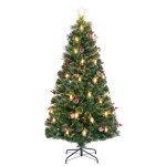 Dreamade sapin de noël à fibre optique pré - éclairé 180 cm 220 feuilles en pvc 64 led blanc chaud 8 ... Dreamade sapin de noël à fibre optique pré - éclairé 180 cm 220 feuilles en pvc 64 led blanc chaud 8 ...