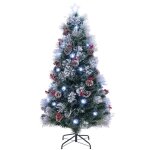 Dreamade sapin de noël à fibre optique pré - éclairé 180cm 220 feuilles 63 led blanc froid 8 modes pommes ... Dreamade sapin de noël à fibre optique pré - éclairé 180cm 220 feuilles 63 led blanc froid 8 modes pommes ...