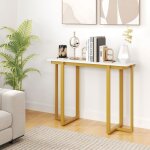 Dreamade table consoletable dentr�e moderne avec cadre en m�tal plateau spacieux avec aspect marbretable ...