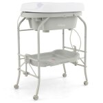 Dreamade table à langer bébé avec baignoire 20l pliable 4 roulettes verrouillables et plateau de rangement ... Dreamade table à langer bébé avec baignoire 20l pliable 4 roulettes verrouillables et plateau de rangement ...