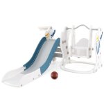 Dreamade toboggan enfant 4 en 1 avec balançoire réglable en hauteur escalier panier de basket aire de ... Dreamade toboggan enfant 4 en 1 avec balançoire réglable en hauteur escalier panier de basket aire de ...