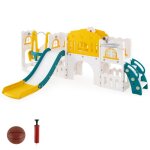 Dreamade toboggan enfants avec balanoire et panier de basket aire de jeu multifonctionnel scuris en ...