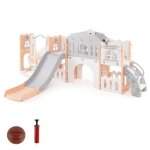 Dreamade toboggan enfants avec balanoire et panier de basket aire de jeu multifonctionnel scuris en ...
