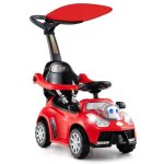 Dreamade voiture � pousser pour enfants jouet 3 en 1 avec toit r�glable lumi�re & rangement sous si�ge ...