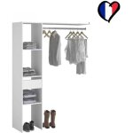 Elysée - dressing blanc avec 3 étagères, 1 tiroir et une penderie : 138 x 40 x 180 cm Elysée - dressing blanc avec 3 étagères, 1 tiroir et une penderie : 138 x 40 x 180 cm