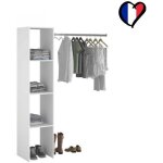 Elysée - dressing blanc avec étagères et penderie : 138 x 40 x 180 cm Elysée - dressing blanc avec étagères et penderie : 138 x 40 x 180 cm