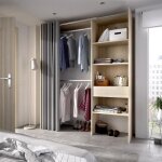 Dressing extensible avec rideau + 1 tiroir - suit - dcor chne naturel - contemporain - design
