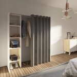 Dressing extensible - symbiosis - palmer - blanc - 4 niches + penderie - style contemporain - rideau ...