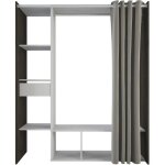 Dressing montana - l115 / 150 x p499 x h183 cm - d�cor ch�ne waterford et gris clair + rideau - demeyere ...