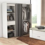 Dressing ouvert avec rideau extensible blanc dr122 - blanc - fabriqu� en france - terre de nuit
