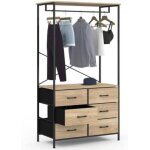 Dressing penderie idmarket l. 80 cm utah avec 6 bacs en tissu structure bois et noir