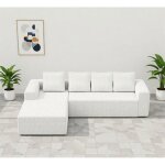 Dripex canap� modulable cloud avec m�ridienne en lcanap� en tissu velours c�tel� moelleux avec 4 coussinsblanc ...