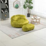 Dripex pouf 2 places en chenille modernepouf paresseux avec 2 coussins douce pour le salonchambrerose ...