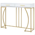 Dripex coiffeuse table de maquillage moderne avec 2 tiroirs table de console en boiscadre en m�tal110x32x85cm ...