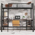 Dripex lit en fer superpos� 90x200cm avec table et �tag�relit bureau pour enfants et adolescentsnoir ...