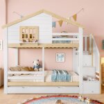 Dripex lit superpos� 90�200cm avec lit gigogne 90�190cm�chelle de rangementfen�tre barre de t�te de lit ...