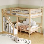 Dripex lit superpos en bois massif 140200cmlit mezzanine avec escalier devantarmoire de rangementcouleur ...