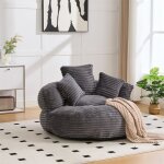 Dripex pouf en velours c�tel� avec trois coussins remplissage d�ponge � m�moirefauteuil de sol paresseuxgris ...