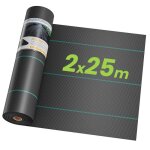 Dripex toiles de paillage 2m x 25m toile anti mauvaises herbes jardin 90g / m2 geotextile contre les ...