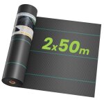 Dripex toiles de paillage 2m x 50m toile anti mauvaises herbes jardin 90g / m2 geotextile contre les ...