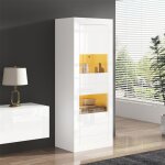 Dripex vitrine blanche brillante avec �clairage ledvitrine moderne avec porte et �tag�res de rangement ...