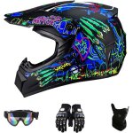 Drivenova casque de moto - casque de motocross vtt int�gral avec gants masque et lunettes - pour adulte ...