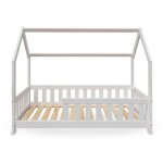 Dubi - lit cabane pour enfant 80 x 160 cm blanc avec sommier et barrières Dubi - lit cabane pour enfant 80 x 160 cm blanc avec sommier et barrières